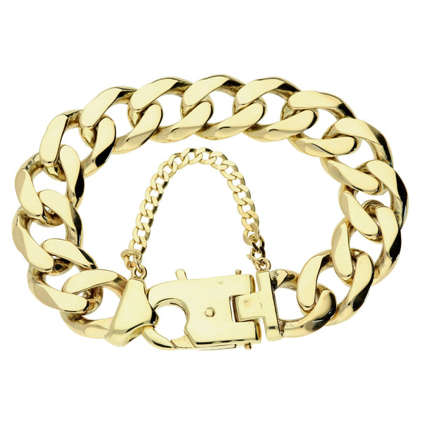 Gents 9ct Yellow Gold Heavy Curb Bracelet - 125.9g