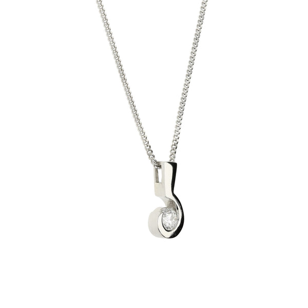 18ct White Gold Diamond Pendant & Chain - 0.42ct