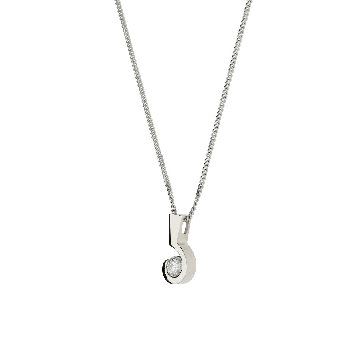 18ct White Gold Diamond Pendant & Chain - 0.42ct