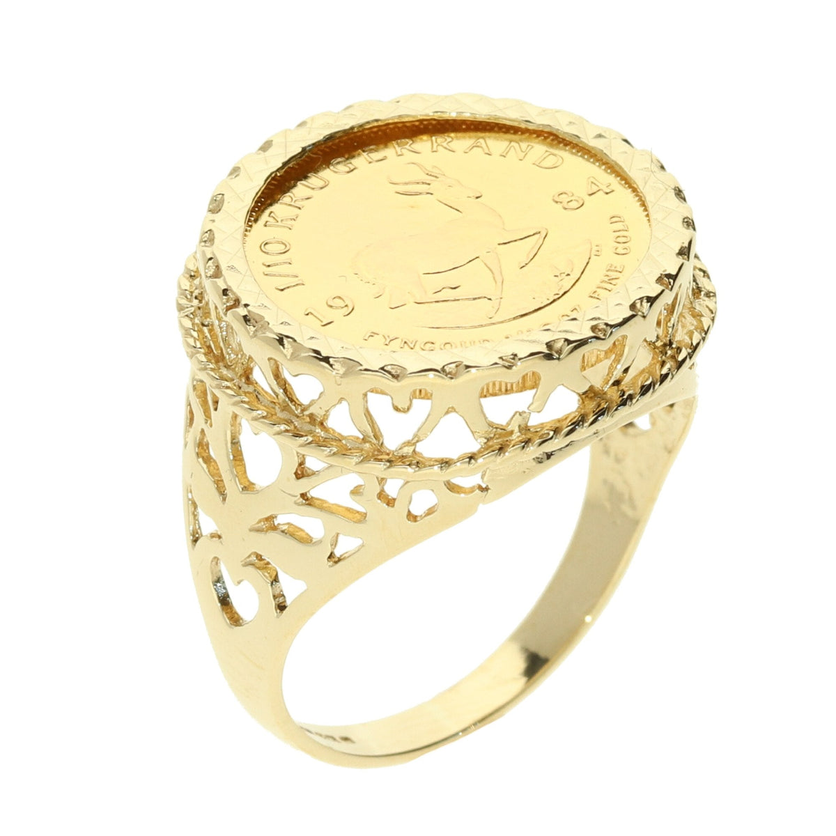 Gold 1984 1/10th Krugerrand Ring - Size Q - 6.7g