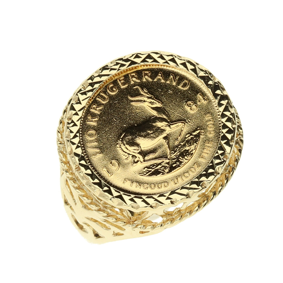 Gold 1984 1/10th Krugerrand Ring - Size Q - 6.7g