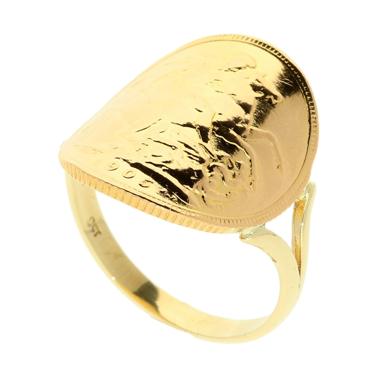 1905 Full Bent-Over Sovereign Ring - Size W - 9.4g