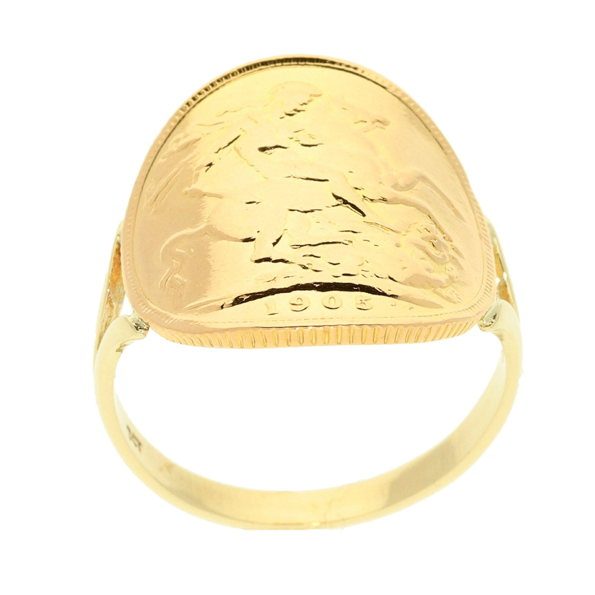 1905 Full Bent-Over Sovereign Ring - Size W - 9.4g