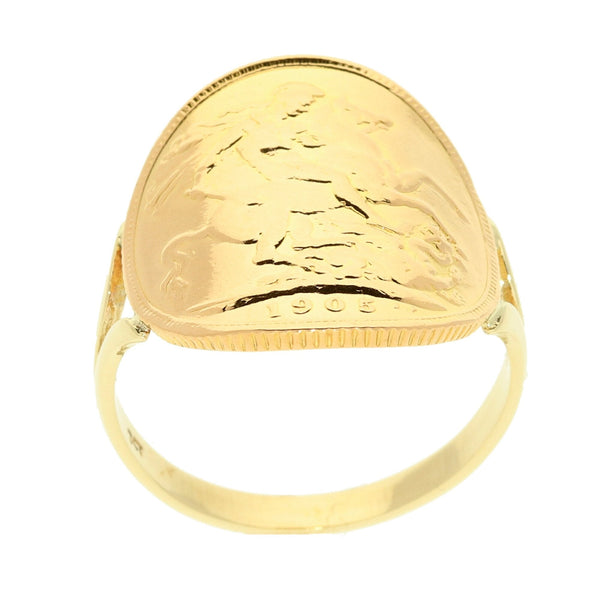 1905 Full Bent-Over Sovereign Ring - Size W - 9.4g