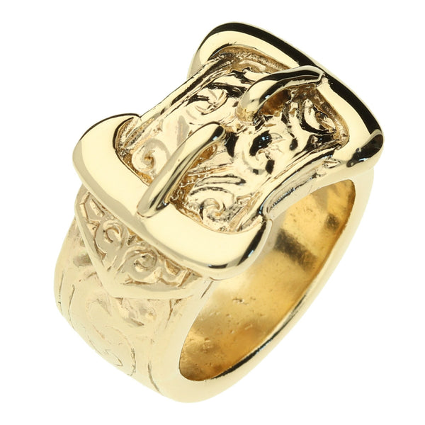 9ct Yellow Gold Gents Heavy Buckle Ring - Size W - 43.1g