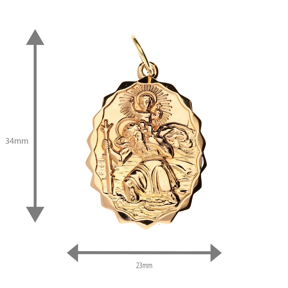 9ct Rose Gold St Christoper Pendant - Medium Size - 16.4g