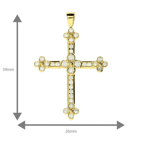 18ct Yellow Gold Diamond Cross - 0.76ct - 4.9g