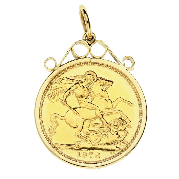 Gold 1978 Queen Elizabeth II Full Sovereign Pendant - 9.4g