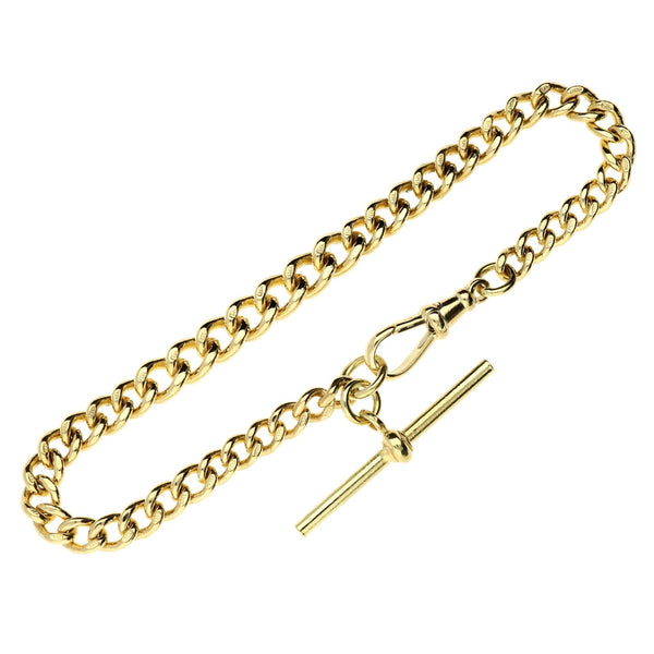 9ct Yellow Gold Albert Bracelet & T-Bar - 8.5" - 19.9g