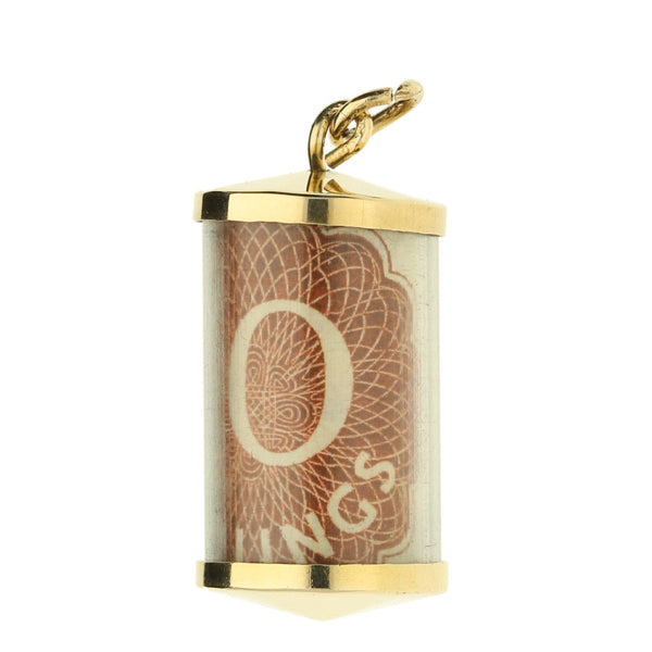 9ct Yellow Gold Ten Shilling Note Charm - 2.8g