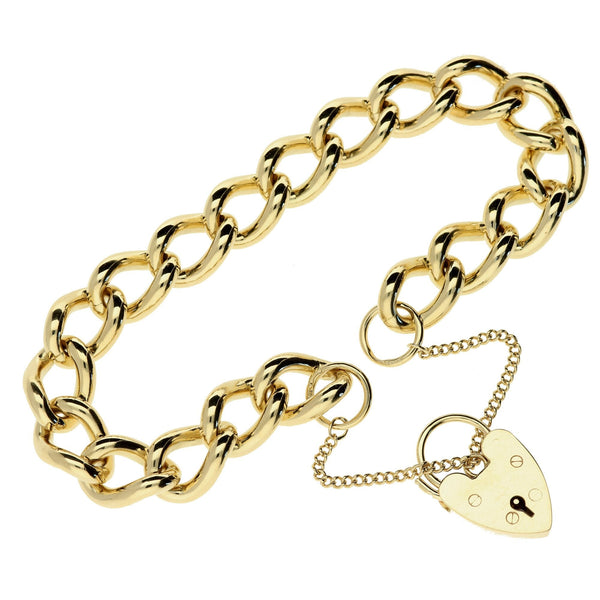 9ct Yellow Gold 10 Inch Ladies Padlock Bracelet - 78.2g