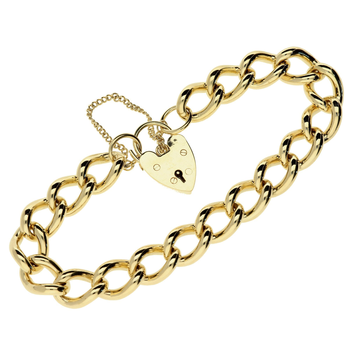 9ct Yellow Gold 10 Inch Ladies Padlock Bracelet - 78.2g