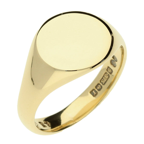9ct Yellow Gold Signet Ring - Size S - 7.4g