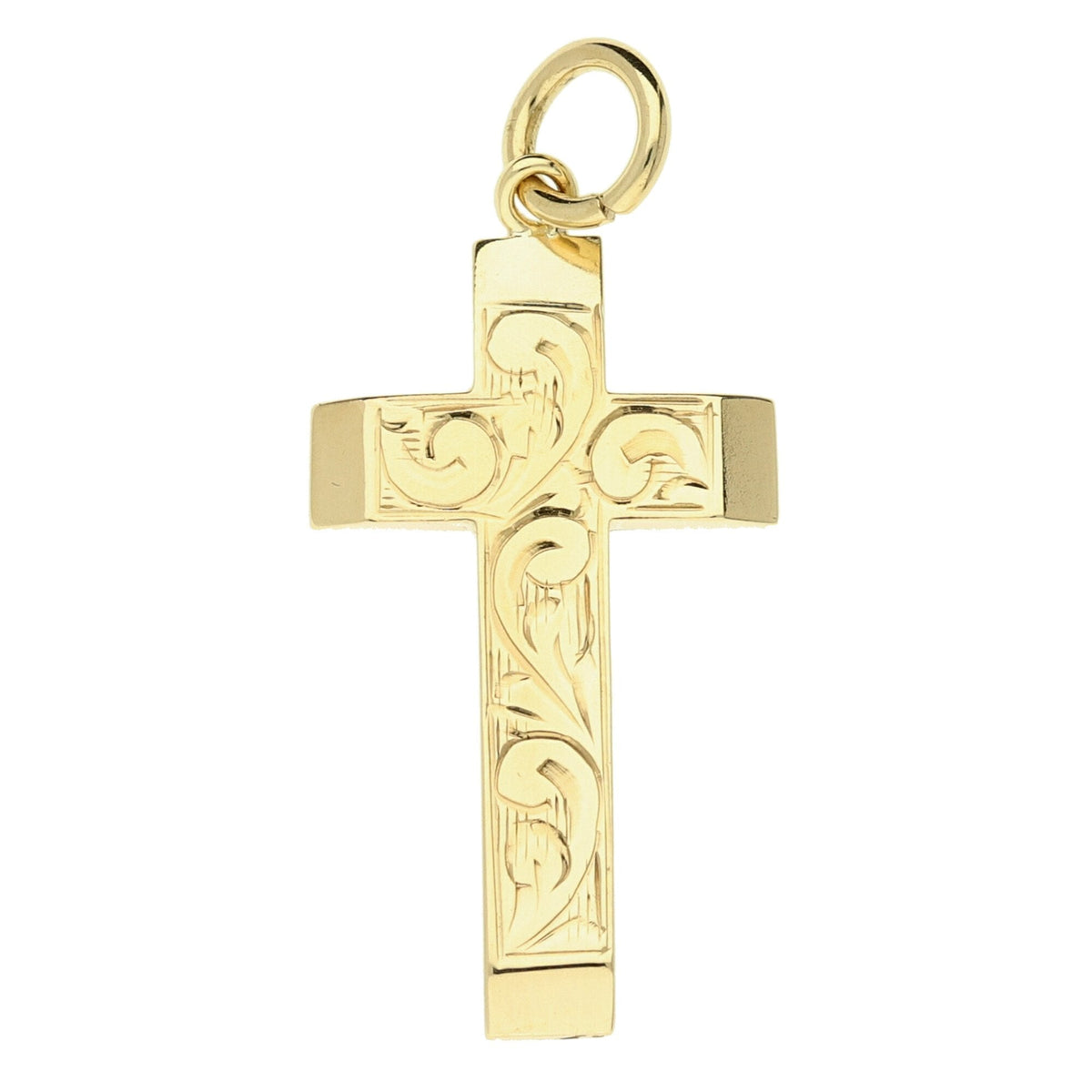 Medium 9ct Yellow Gold Scroll Patterned Cross - 2.4g