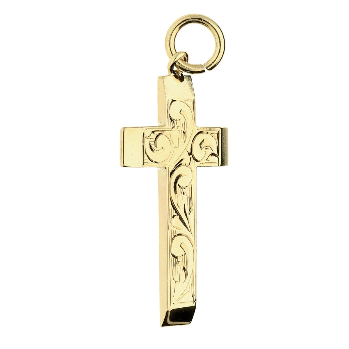 Medium 9ct Yellow Gold Scroll Patterned Cross - 2.4g