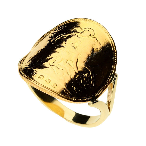 1982 Half Bent-Over Sovereign Ring - Size M - 5.2g
