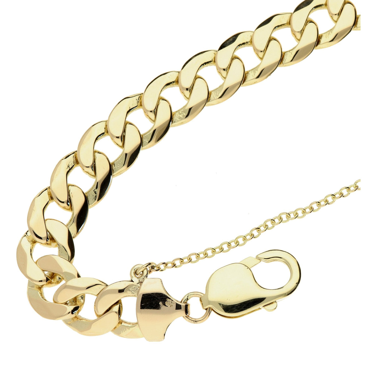 9ct Yellow Gold Gents Curb Bracelet - 8.5" - 30.8g