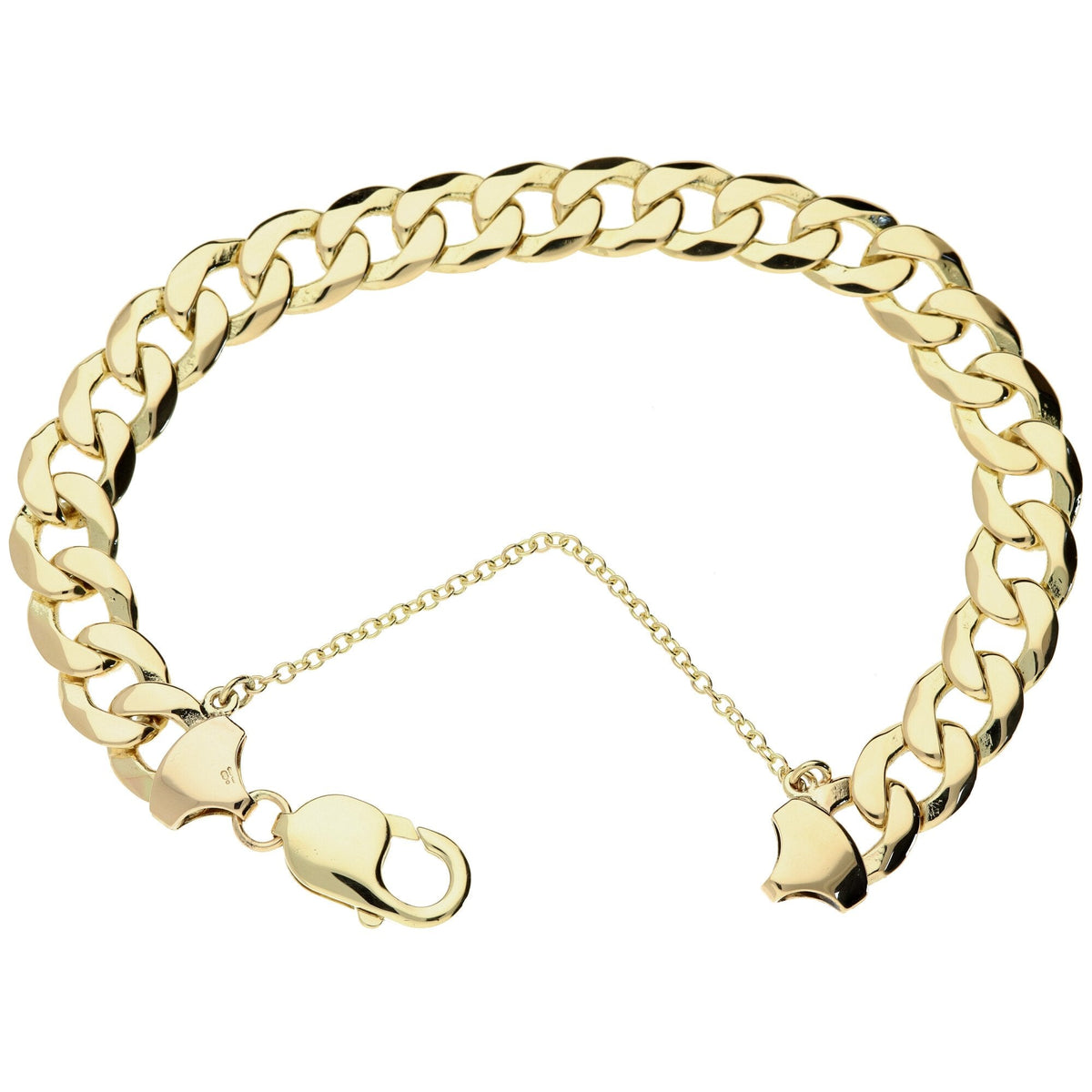 9ct Yellow Gold Gents Curb Bracelet - 8.5" - 30.8g