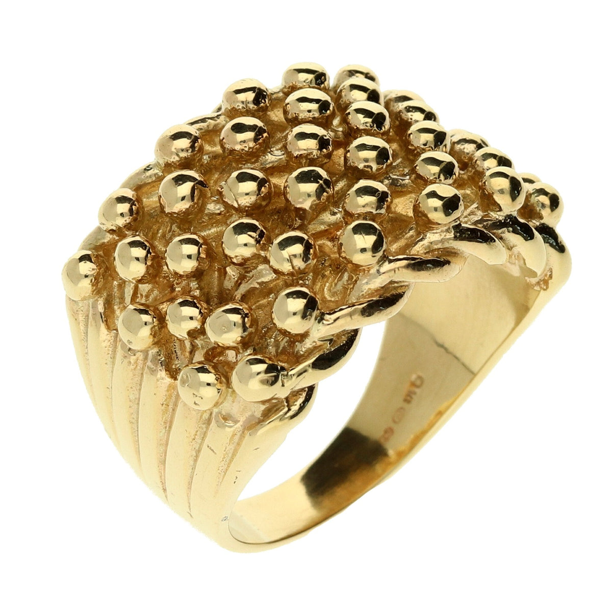 9ct Yellow Gold Shot Ring Size S - 16.8g
