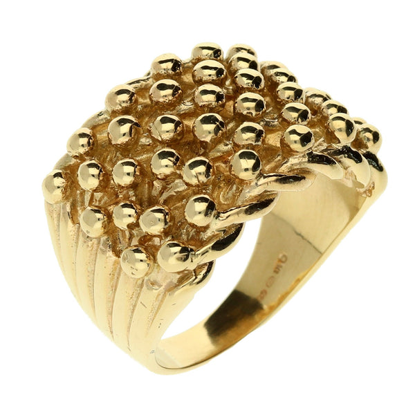 9ct Yellow Gold Shot Ring Size S - 16.8g