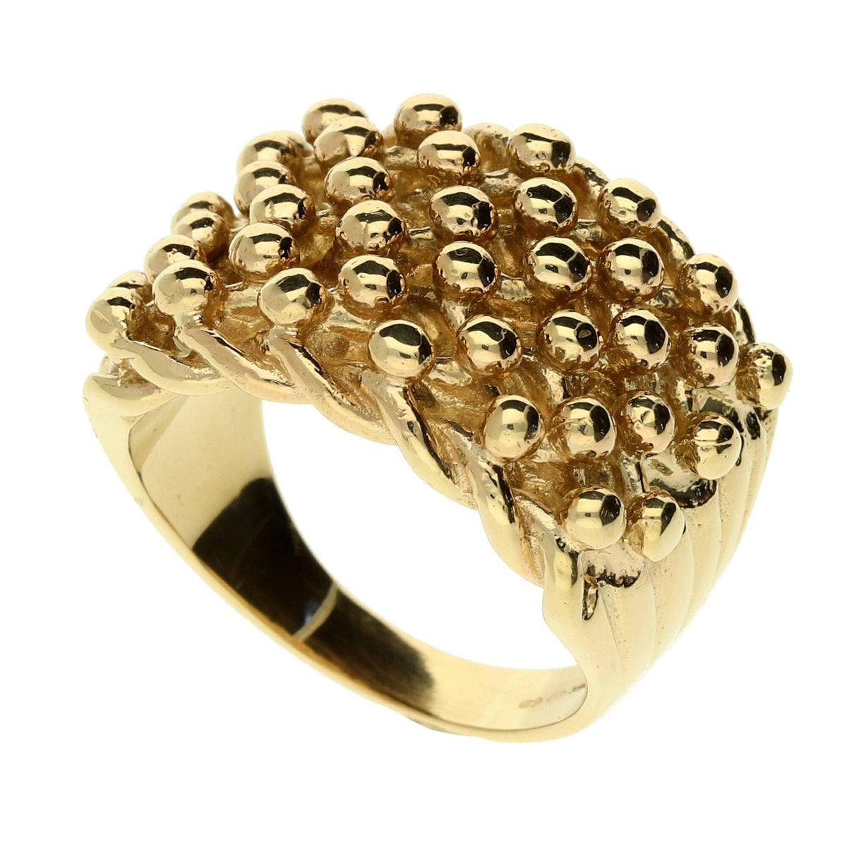 9ct Yellow Gold Shot Ring Size S - 16.8g