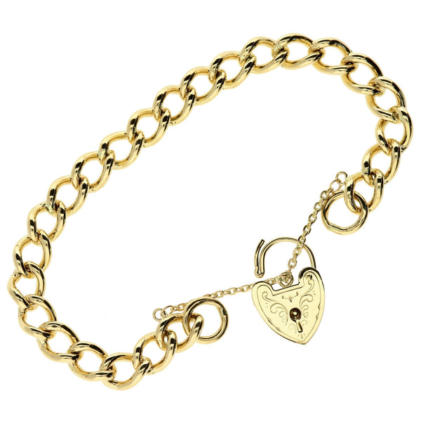 9ct Yellow Gold 7.5 Inch Ladies Padlock Bracelet - 27.4g