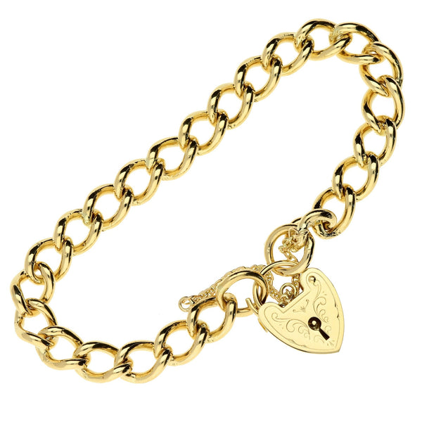 9ct Yellow Gold 7.5 Inch Ladies Padlock Bracelet - 27.4g