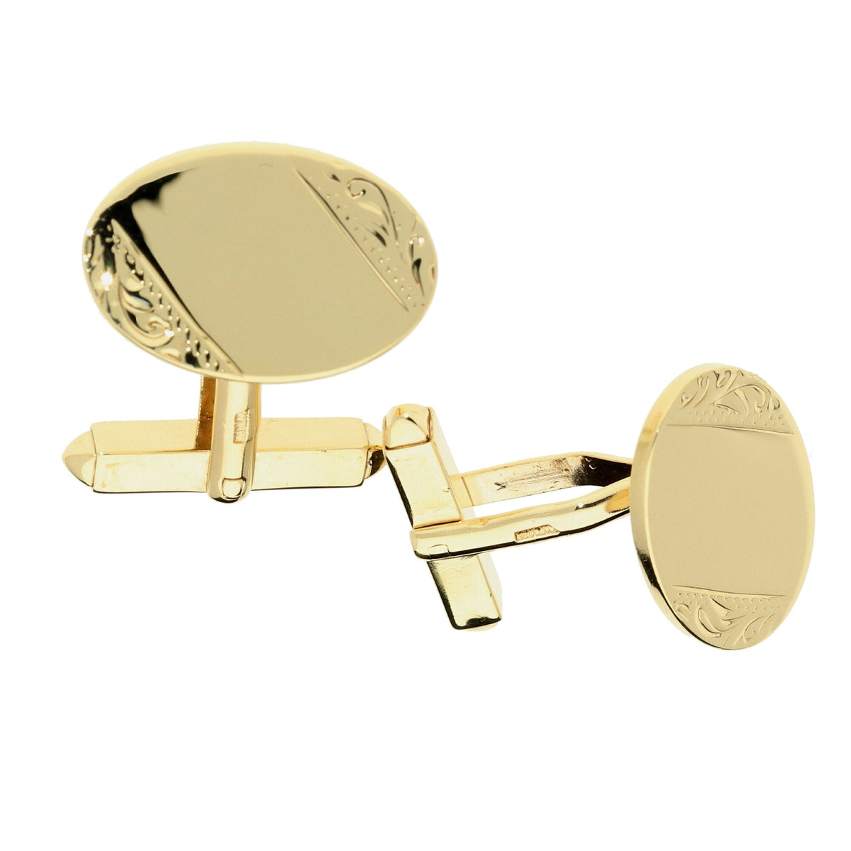 9ct Yellow Gold Patterned Cufflinks - 8.9g