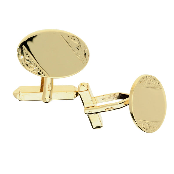 9ct Yellow Gold Patterned Cufflinks - 8.9g