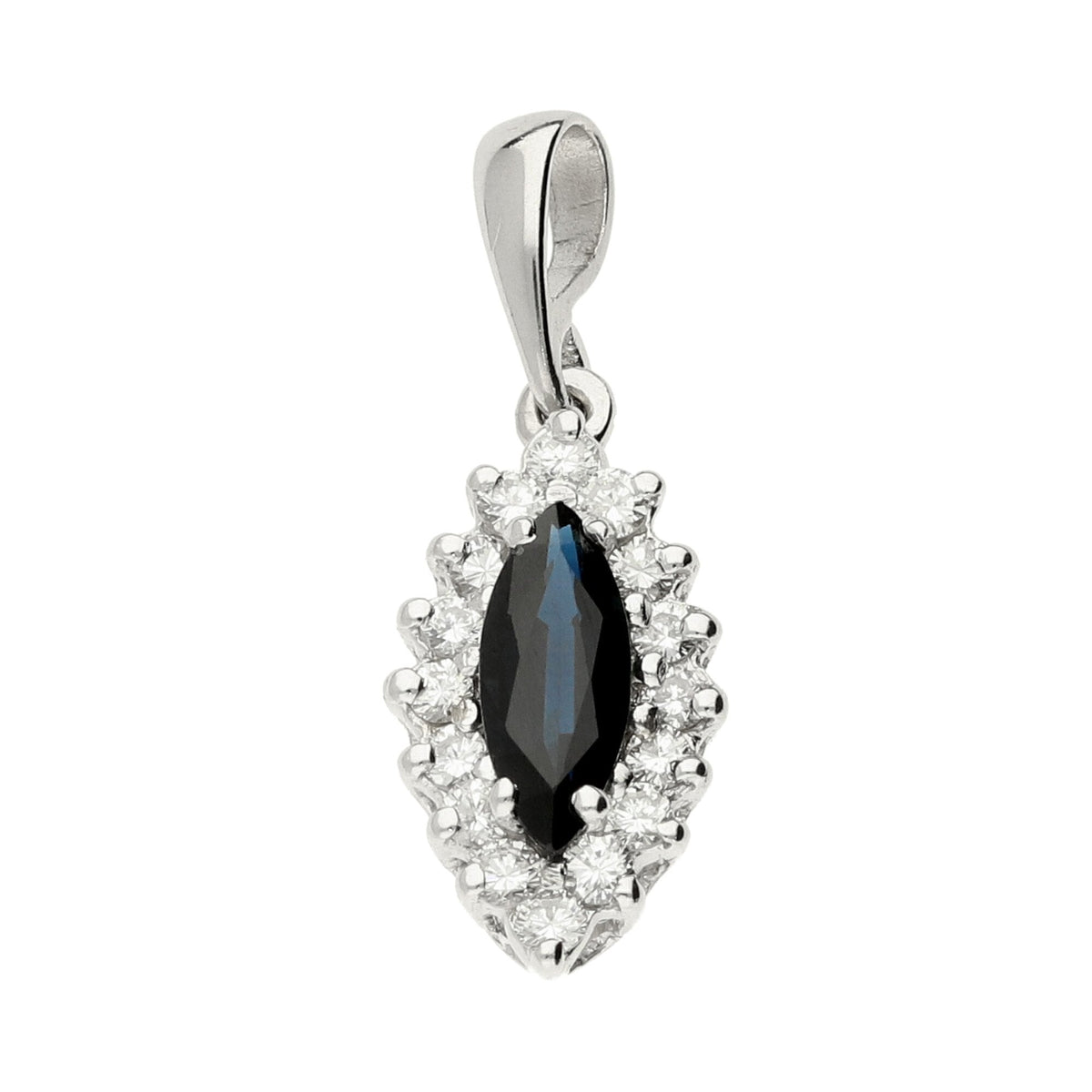 14ct White Gold Diamond & Sapphire Pendant