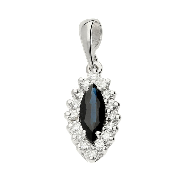 14ct White Gold Diamond & Sapphire Pendant