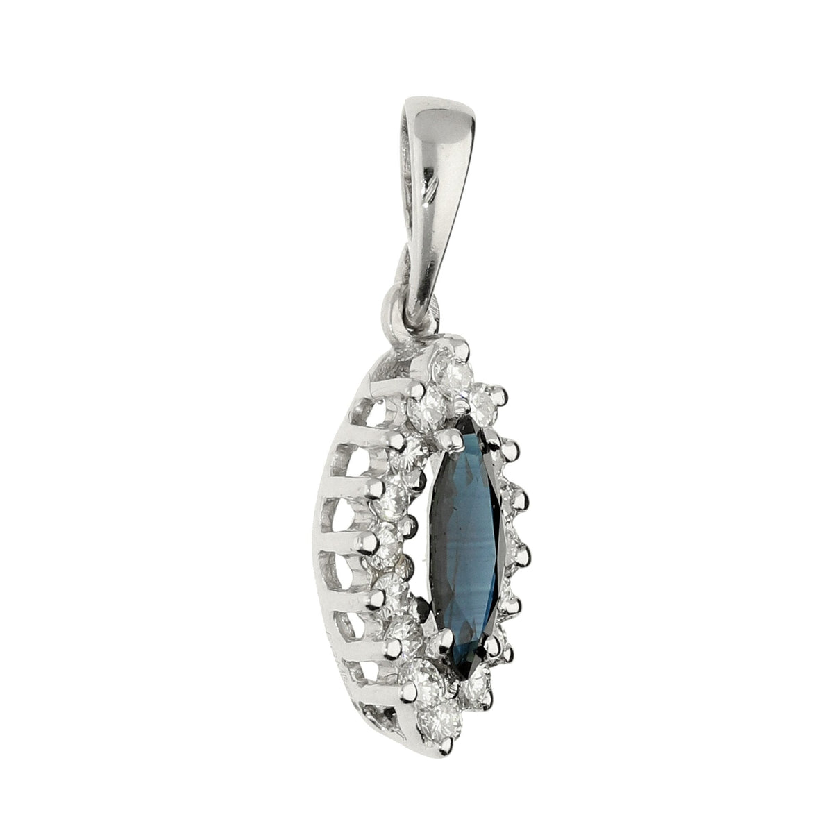 14ct White Gold Diamond & Sapphire Pendant