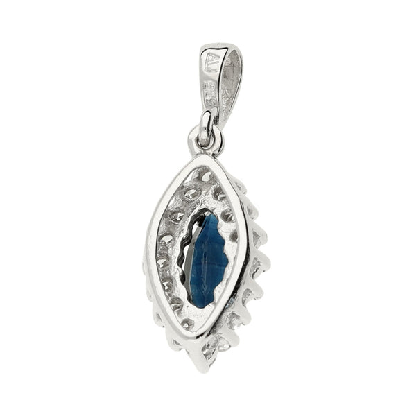 14ct White Gold Diamond & Sapphire Pendant