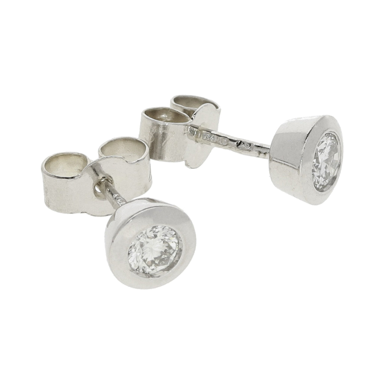 9ct White Gold Diamond Rub Over Earrings - 0.36ct