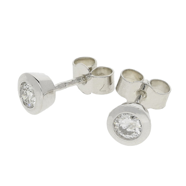 9ct White Gold Diamond Rub Over Earrings - 0.36ct
