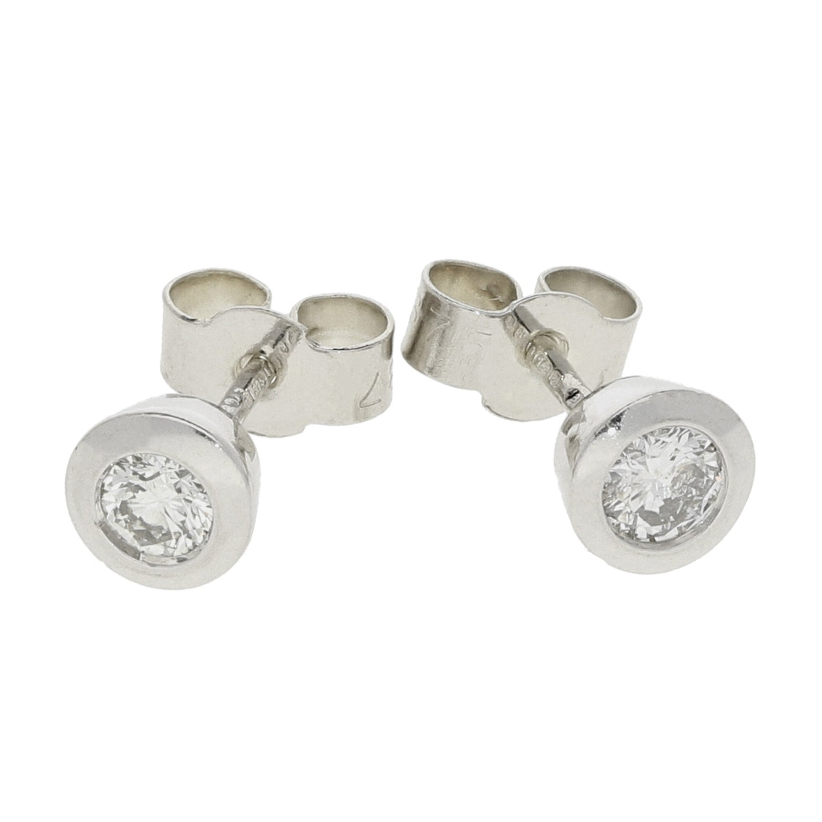 9ct White Gold Diamond Rub Over Earrings - 0.36ct