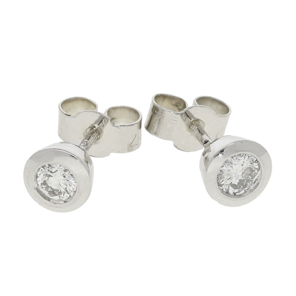 9ct White Gold Diamond Rub Over Earrings - 0.36ct
