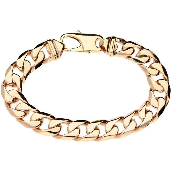 9ct Rose Gold Heavy Curb Bracelet 9 Inch - 73.5g