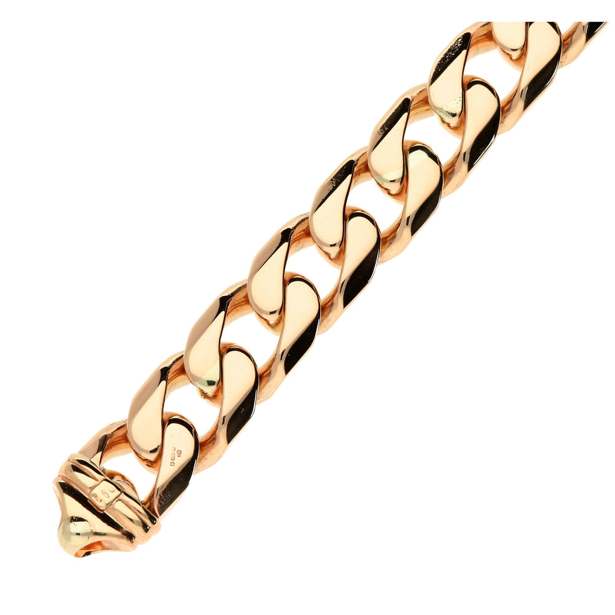 9ct Rose Gold Heavy Curb Bracelet 9 Inch - 73.5g