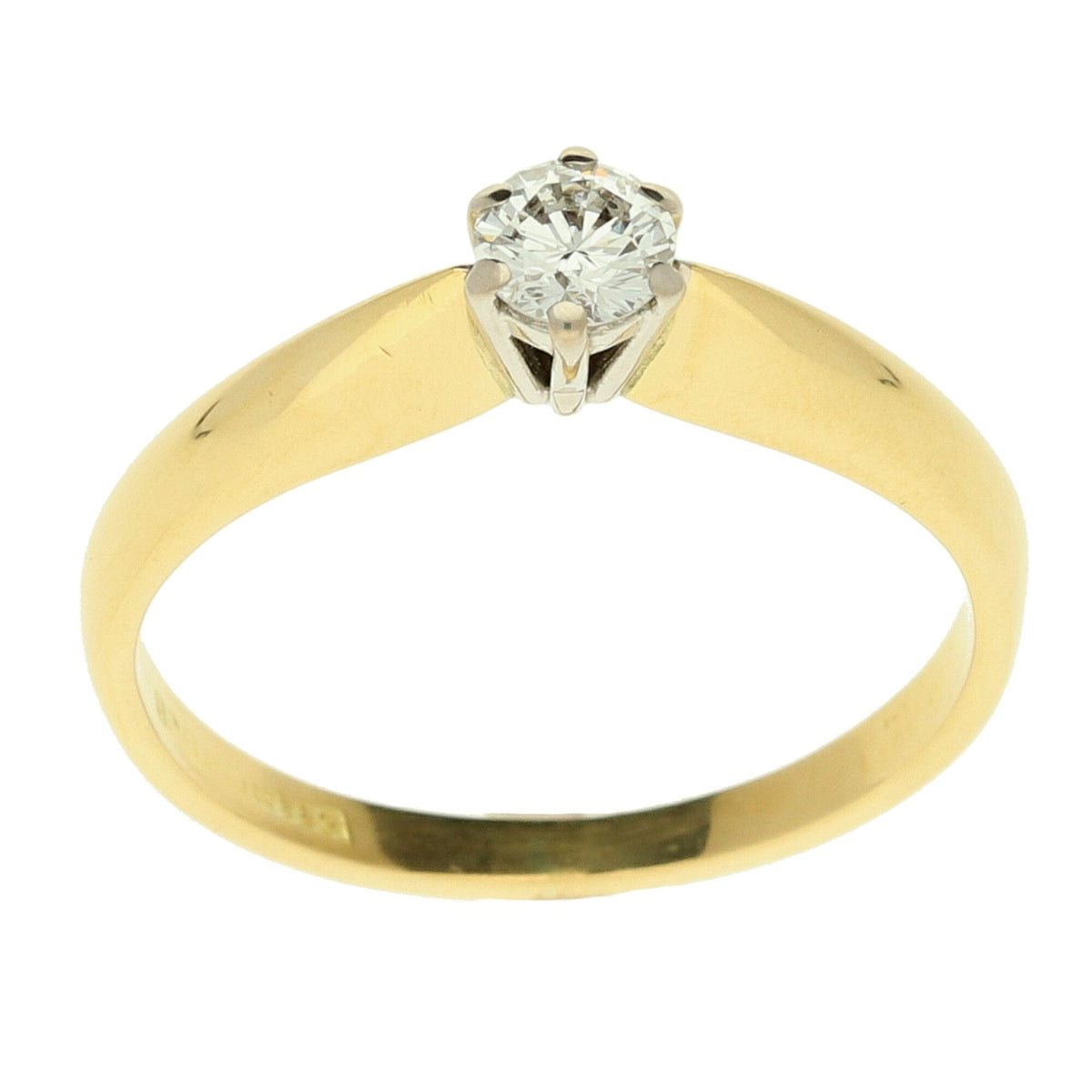 18ct Yellow Gold Diamond Engagement Ring - 0.25ct - Size N