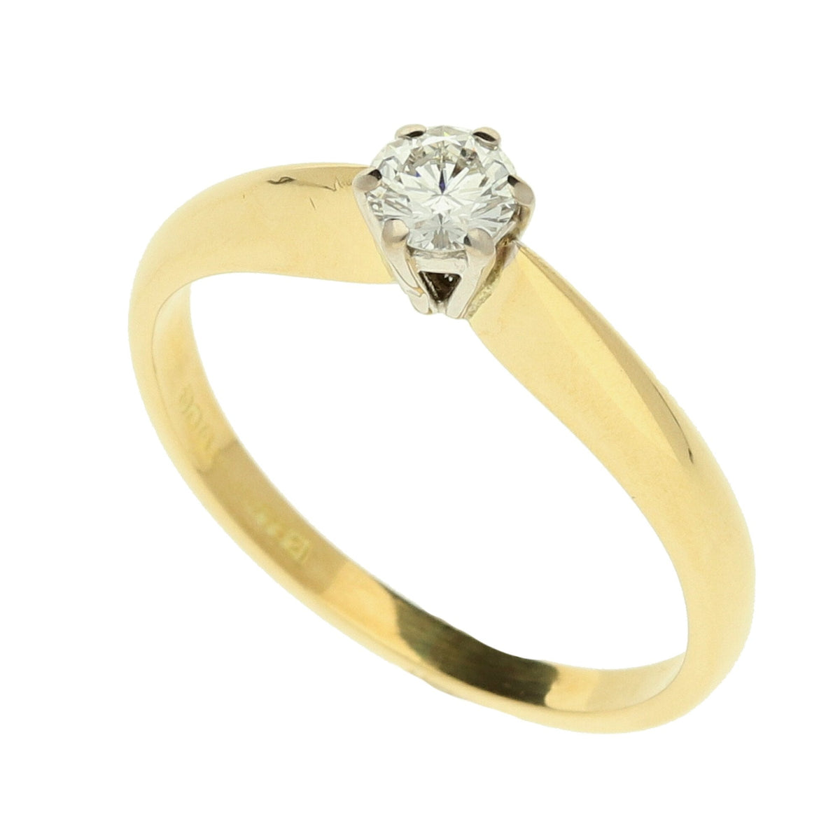 18ct Yellow Gold Diamond Engagement Ring - 0.25ct - Size N