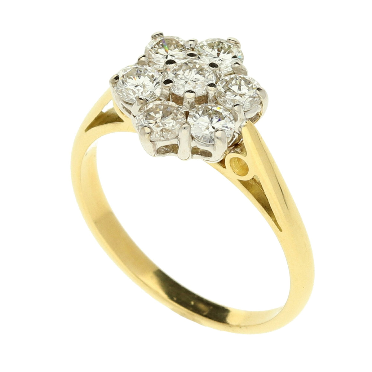 18ct Yellow Gold 0.75ct Diamond Cluster Ring - Size N½