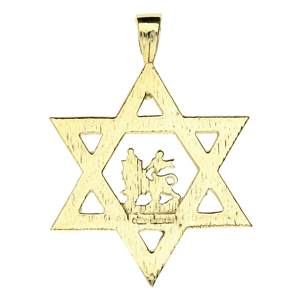 9ct Yellow Gold Star of David & Lion of Judah Pendant - 6.2g
