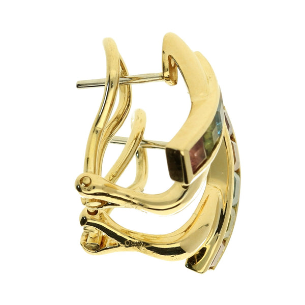 18ct Yellow Gold Gemstone Earrings - 6.2g