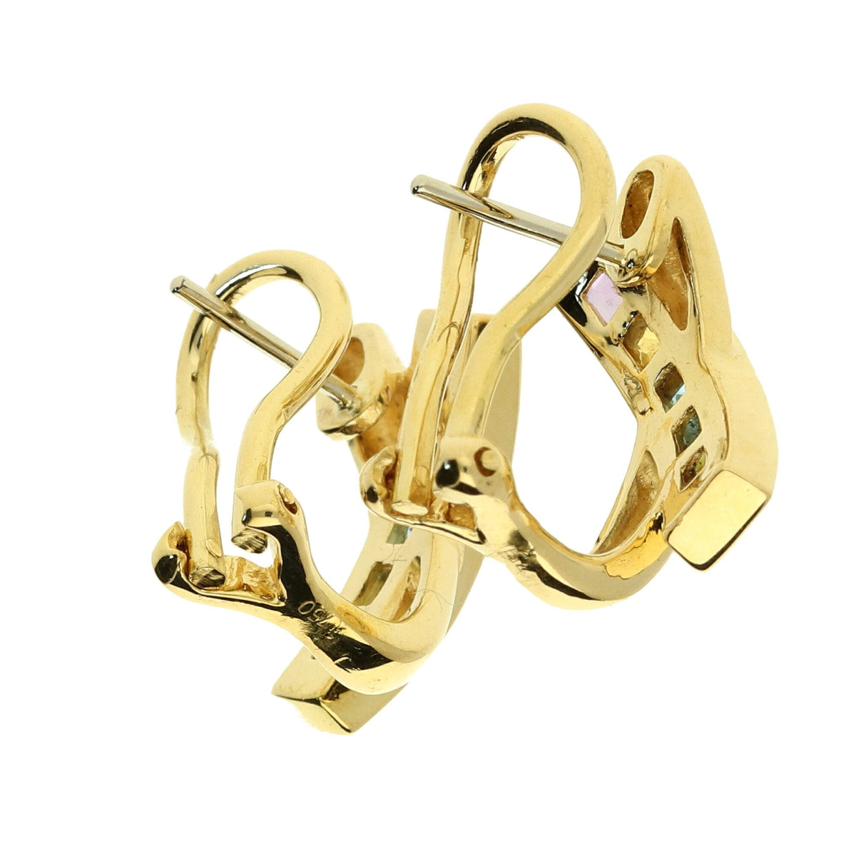 18ct Yellow Gold Gemstone Earrings - 6.2g