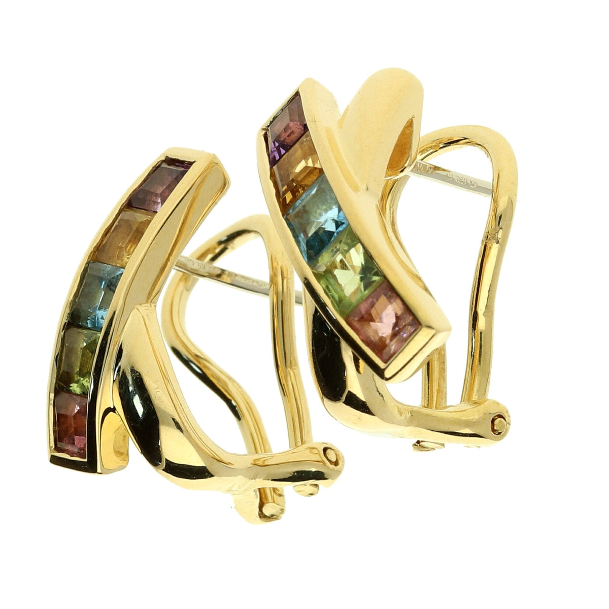18ct Yellow Gold Gemstone Earrings - 6.2g