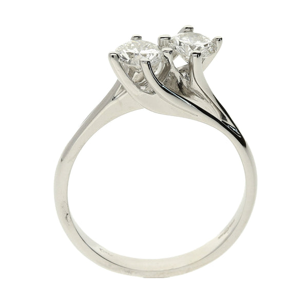 18ct White Gold Two Stone Twist Diamond Ring - 0.80ct