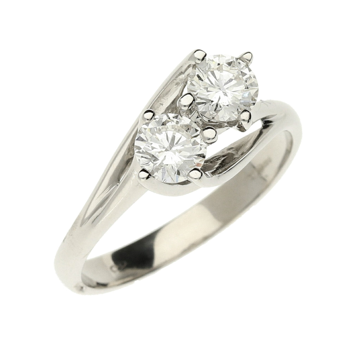 18ct White Gold Two Stone Twist Diamond Ring - 0.80ct