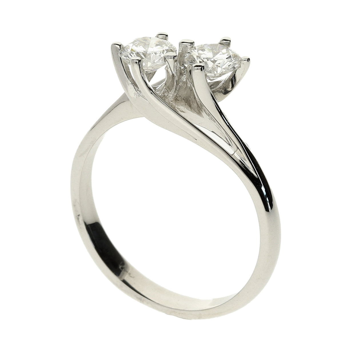 18ct White Gold Two Stone Twist Diamond Ring - 0.80ct