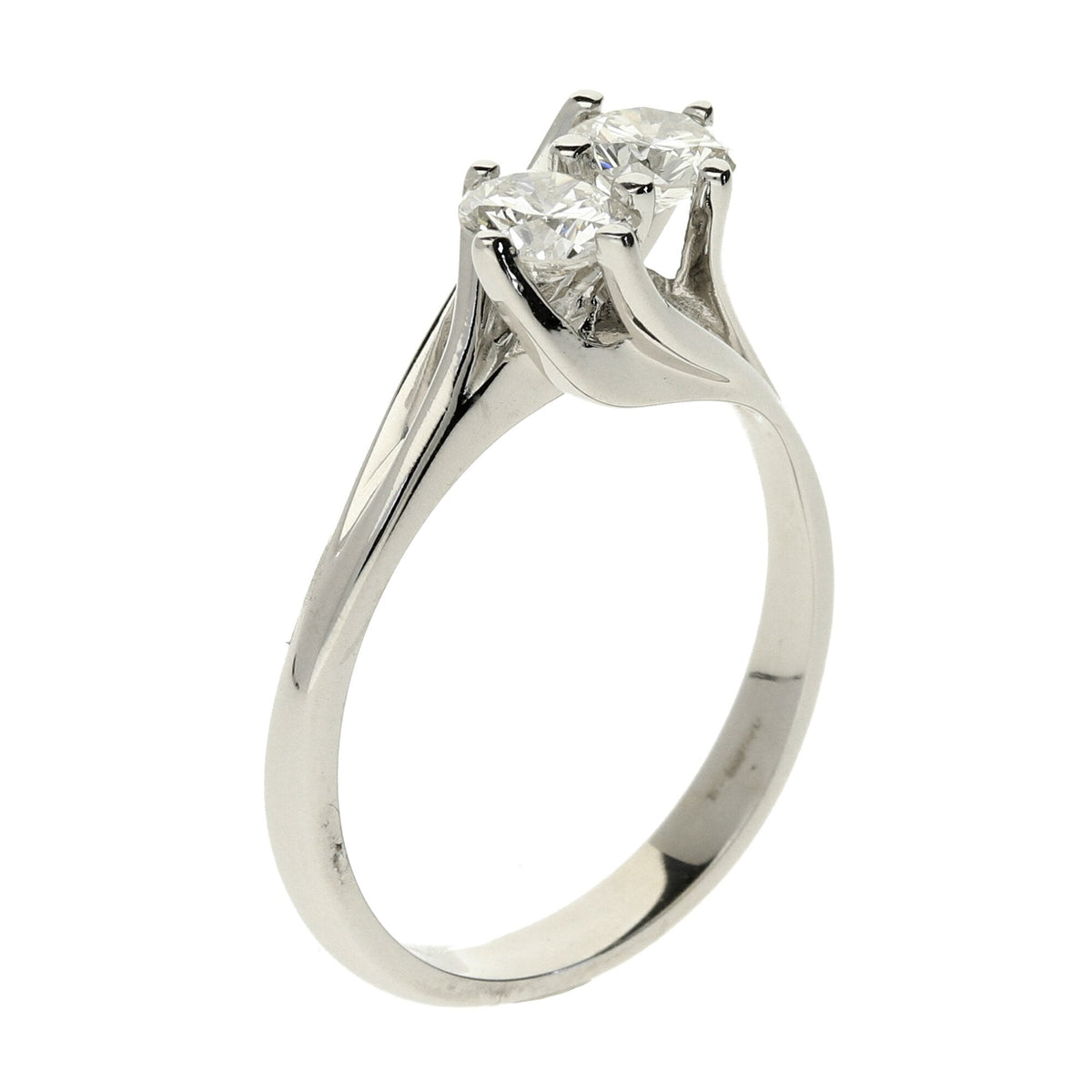 18ct White Gold Two Stone Twist Diamond Ring - 0.80ct